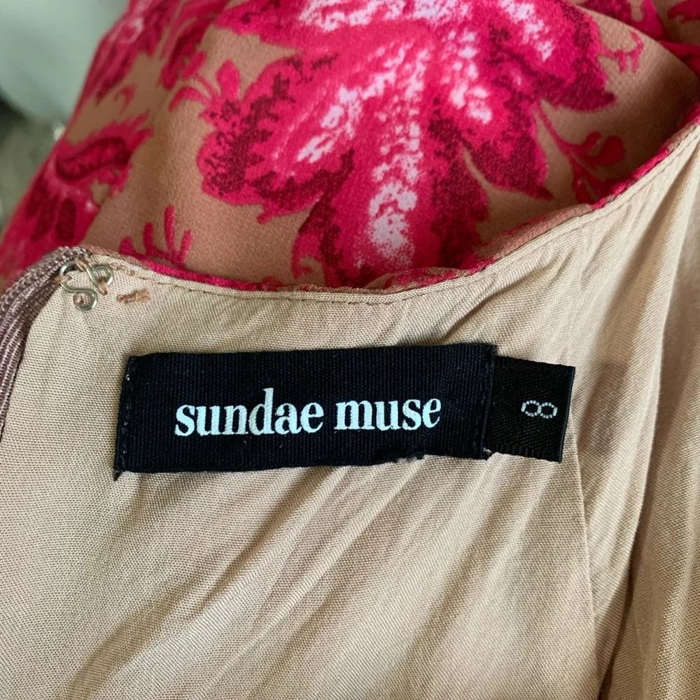 Sundae Muse Pink Floral Ruffle Bell Sleeve Mini Christy Dress Size US Sm… - Picture 8 of 11